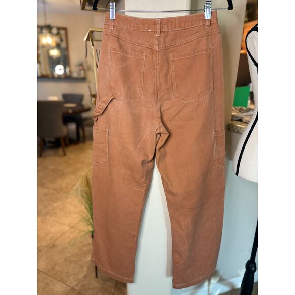 Altar'd State Jeans Womens Small Orange Barrel Leg Carpentar Cargo Pockets Boho - Picture 4 of 4